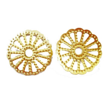Perlkappe floral flach gold 13mm 20 Stück/Pkg