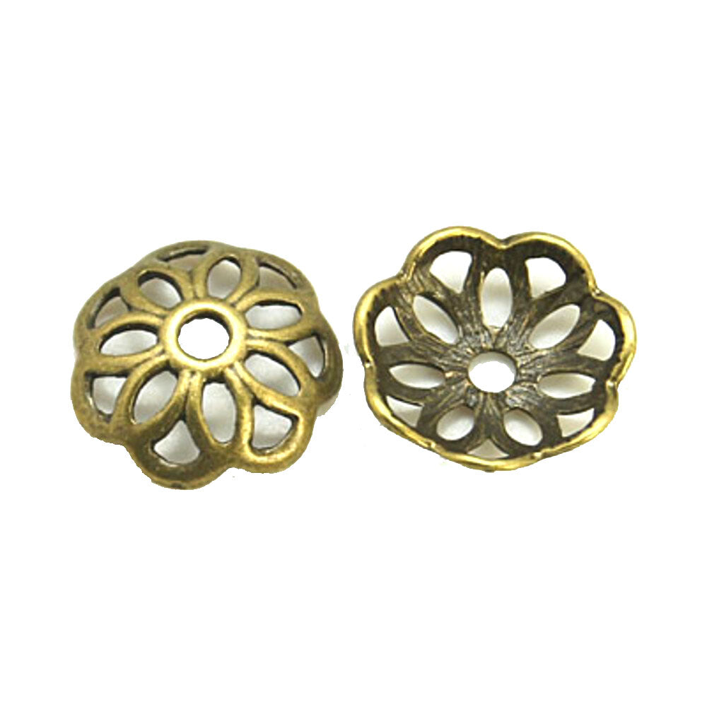 Perlkappe Antikmessing 20 mm, 6 Stück, massiv