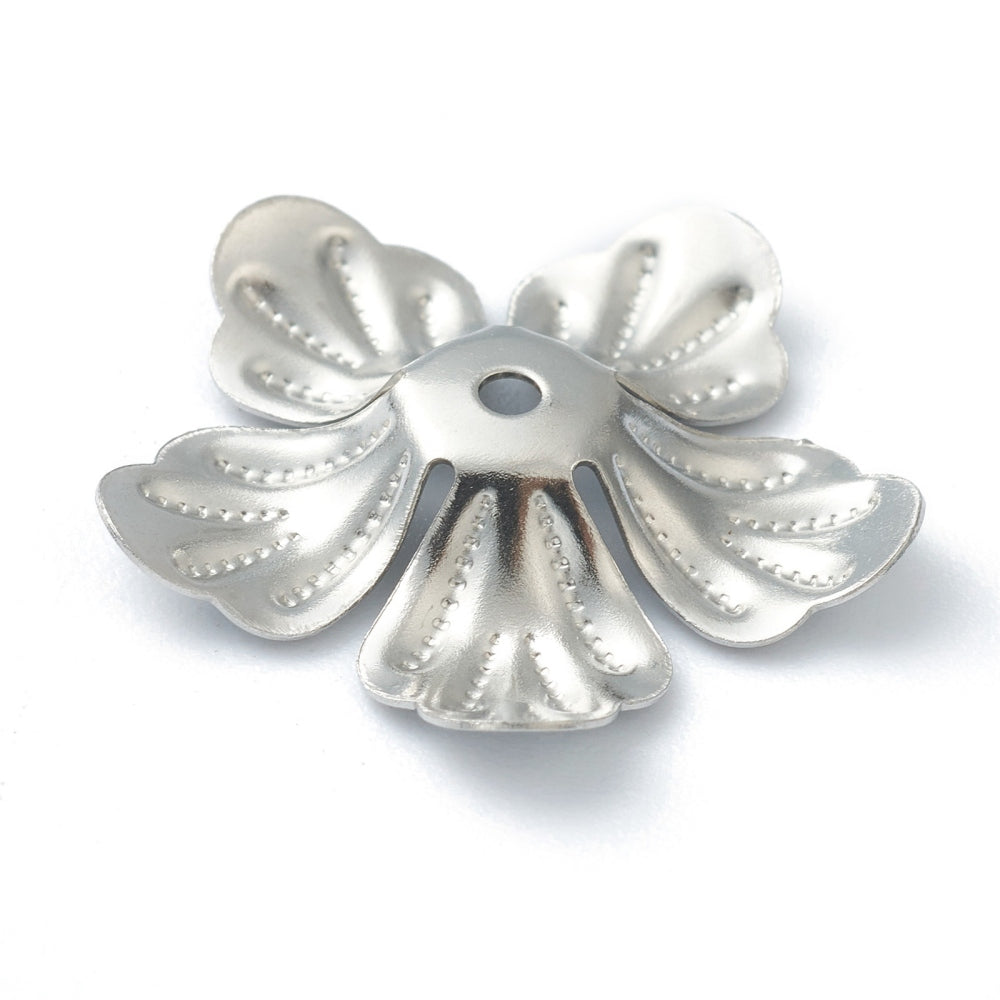 Perlkappen metall Blütenform 20x3mm, Edelstahl