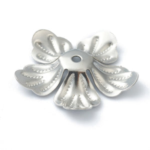 Perlkappen metall Blütenform 20x3mm, Edelstahl