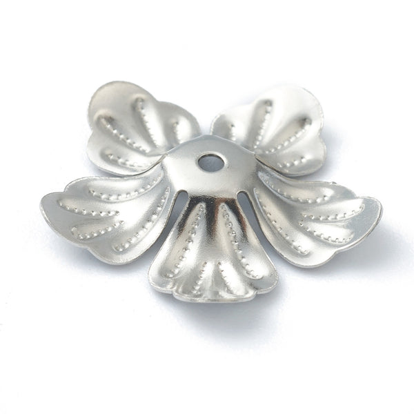 Perlkappen metall Blütenform 20x3mm, Edelstahl