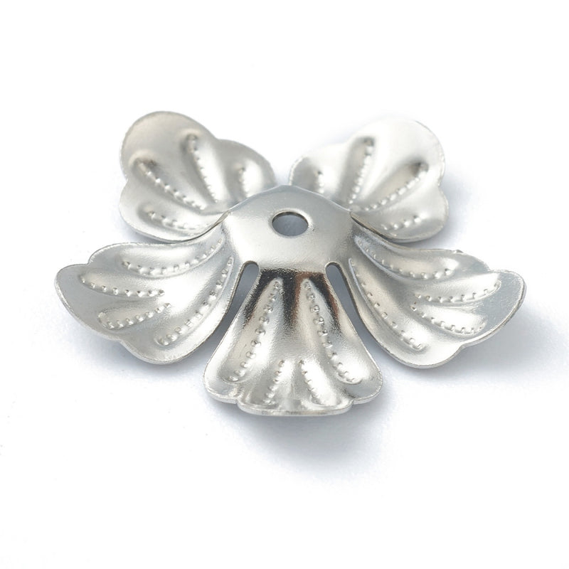 Perlkappen Metall Blütenform 20x3mm, Edelstahl