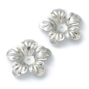 Perlkappen metall Blütenform 20x3mm, Edelstahl