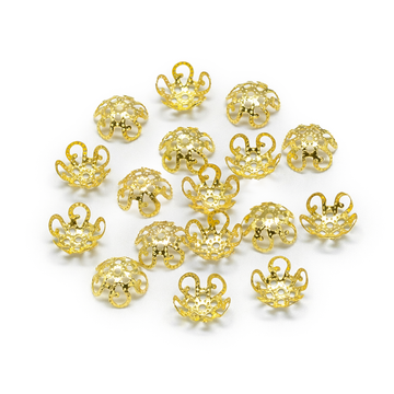 Perlkappen gold filigran 8mm, 20 Stück/Pkg Metallperlenkappe