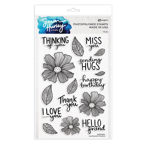 Ranger Photopolymer Stamps Sentimental Flowers Silikonstempel-Set 16 teilig