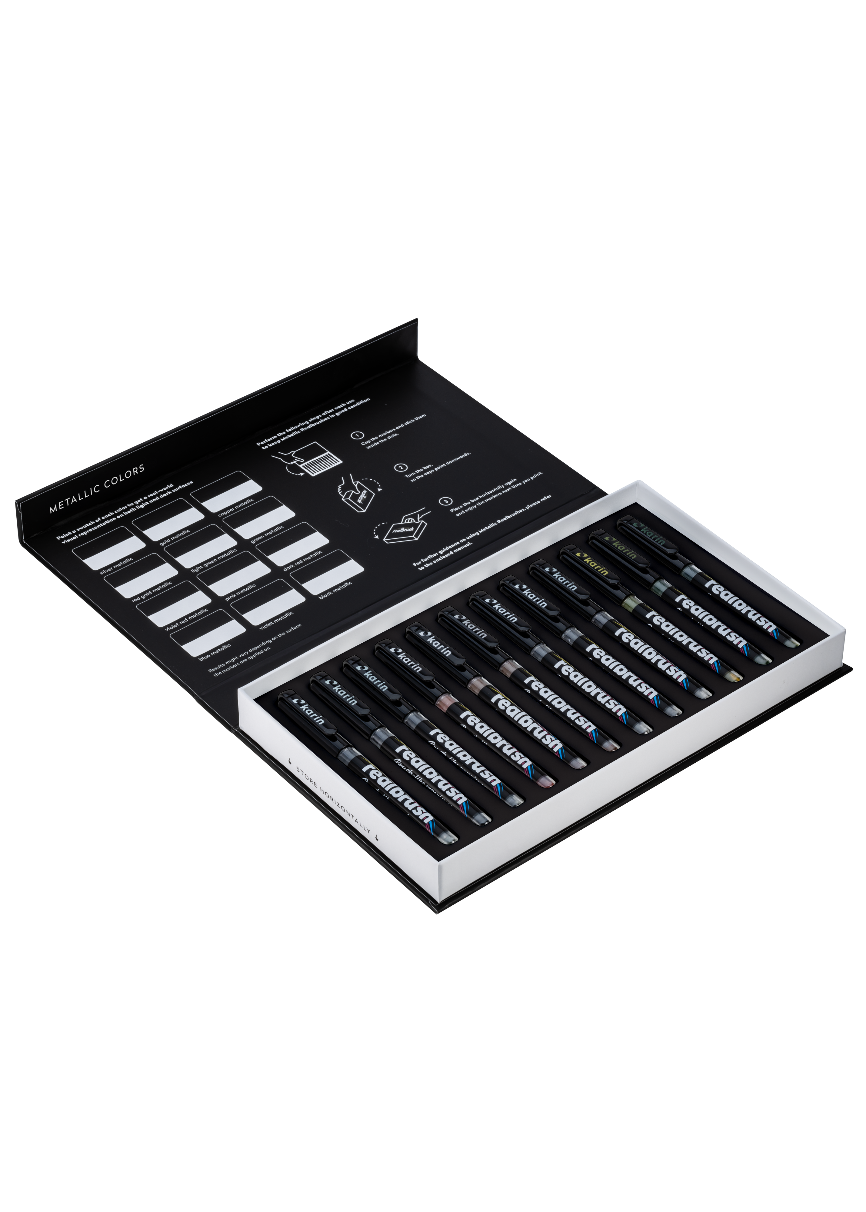 Karin Markers Realbrush Metallic Set, 12 Stifte in Box