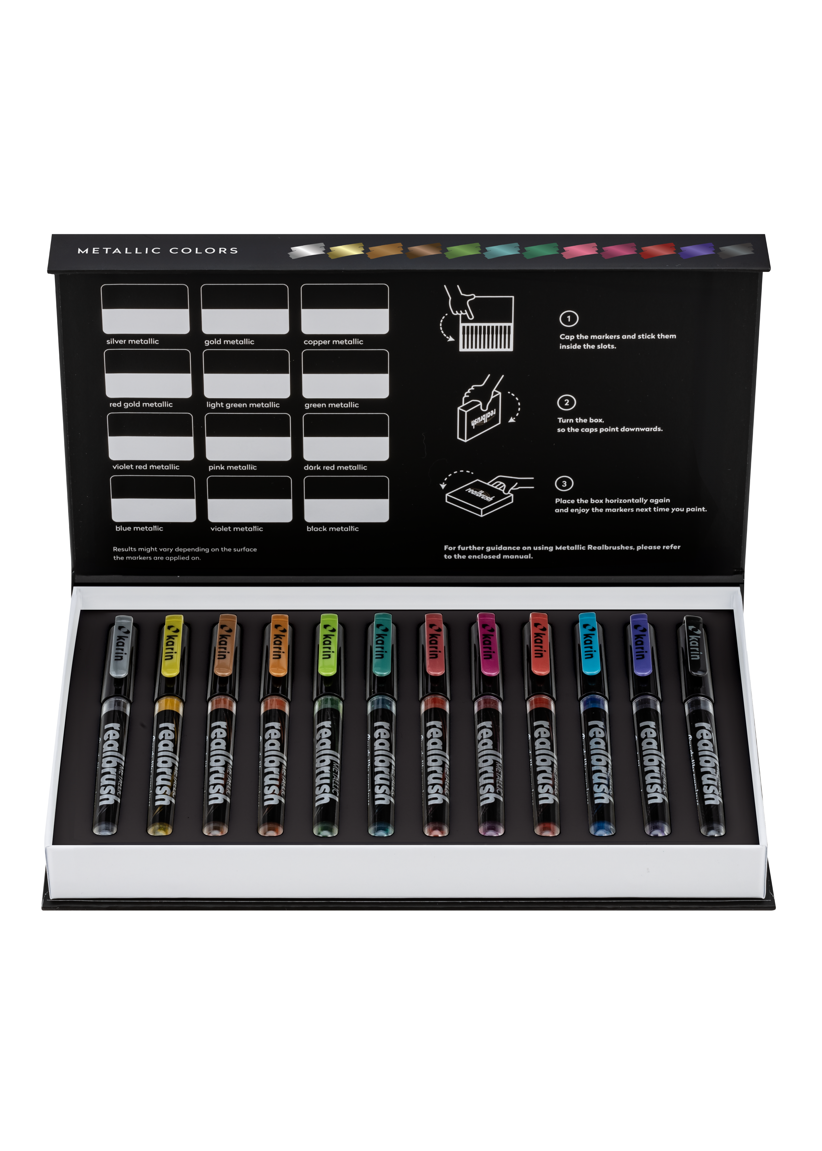 Karin Markers Realbrush Metallic Set, 12 Stifte in Box