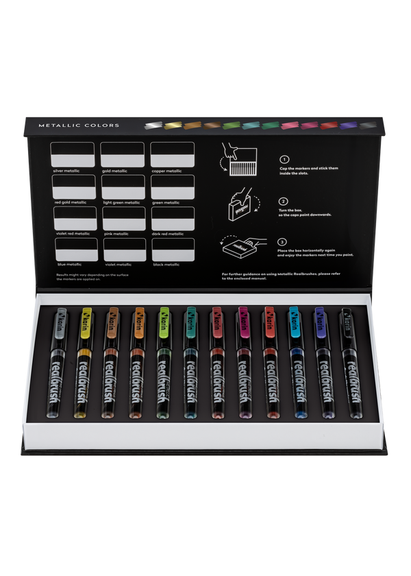 Karin Markers Realbrush Metallic Set, 12 Stifte in Box