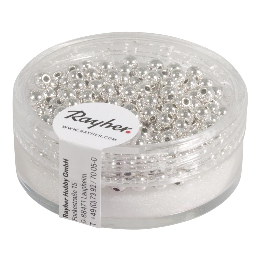 Plastik-Rundperlen metallic glänzend 3mm 250 Stück/Dose