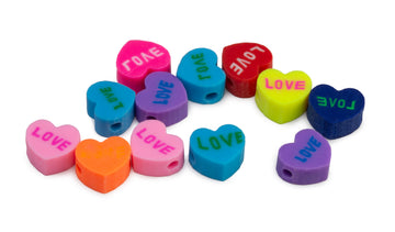 Fimoperlen Herzen Mix Love 10x8x4mm 12 Stück
