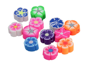 Fimoperlen Blumen Mix 10x4mm 12 Stück