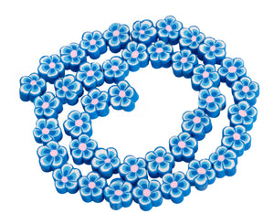 Blumenperlen aus Polymerclay verschiedene Farben  7,5~10x7~11x3,5~5mm 38 Stück / Strang