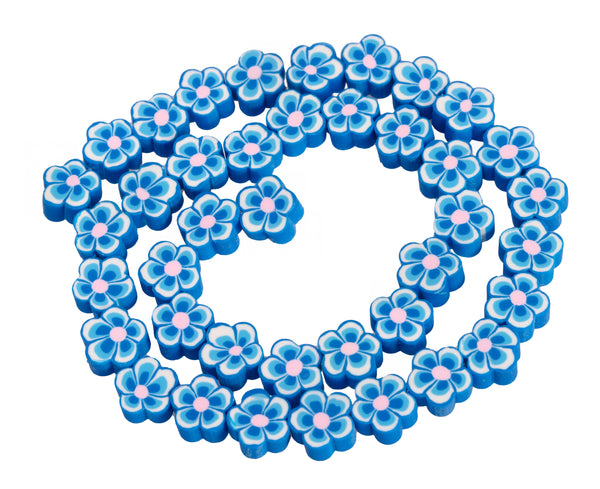 Blumenperlen aus Polymerclay verschiedene Farben  7,5~10x7~11x3,5~5mm 38 Stück / Strang