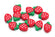 Fimoperlen Erdbeere rot weiß grün 10x8x4mm 12 Stück