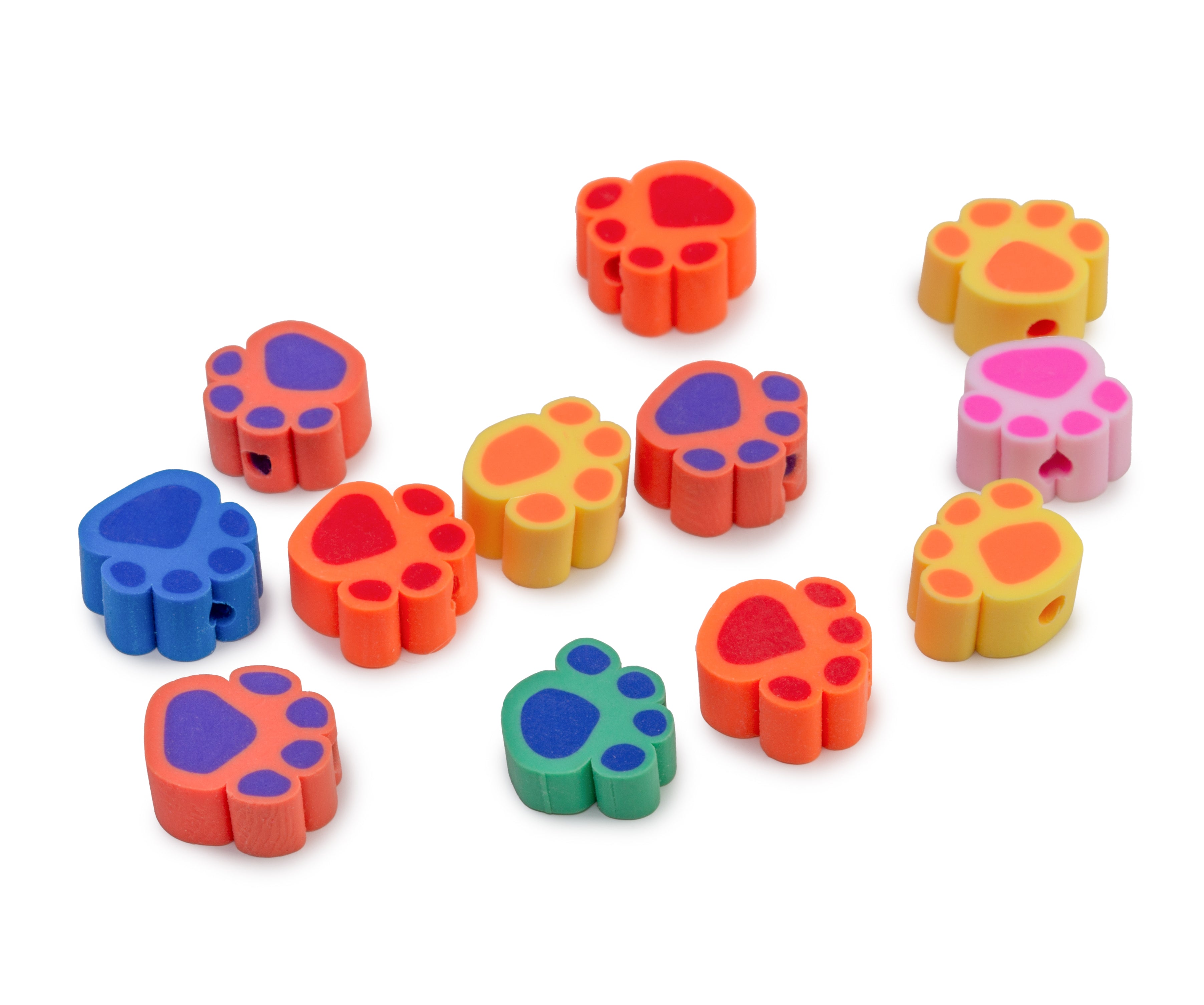 Fimoperlen Pfote Mix 10x7x4mm 12 Stück