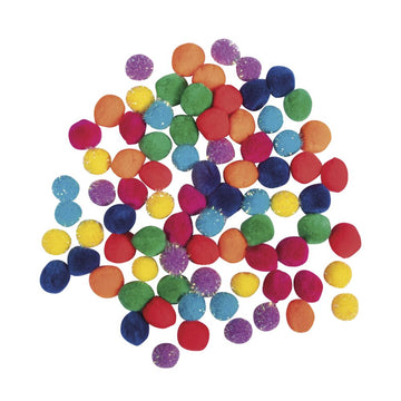Pompon Mischung  regenbogen verschiedene Größen