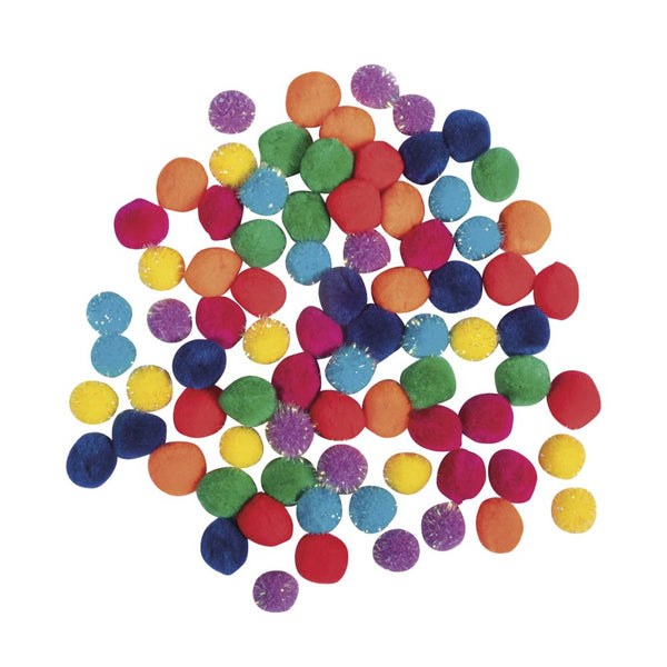 Pompon Mischung  regenbogen verschiedene Größen