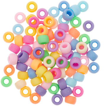 Pony Beads matt Regenbogen  9x6 mm Bohrung 3,5mm 400 Stück