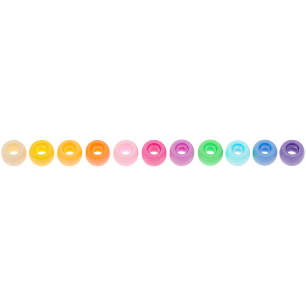 Pony Beads matt Regenbogen  9x6 mm Bohrung 3,5mm 400 Stück