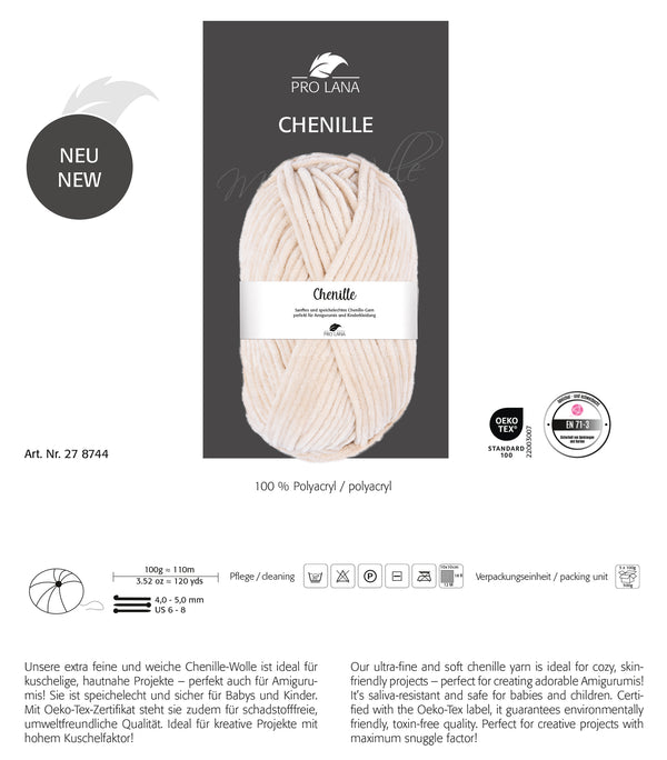 PRO LANA Chenillegarn 100g 110m