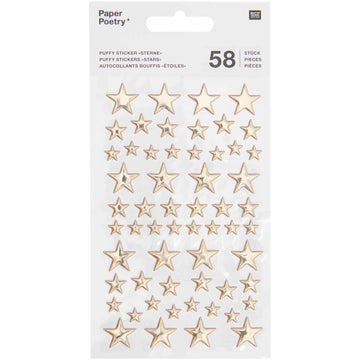 Sticker Puffy Sterne gold 58 Stück