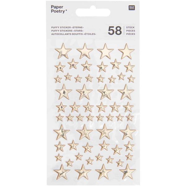 Sticker Puffy Sterne gold 58 Stück