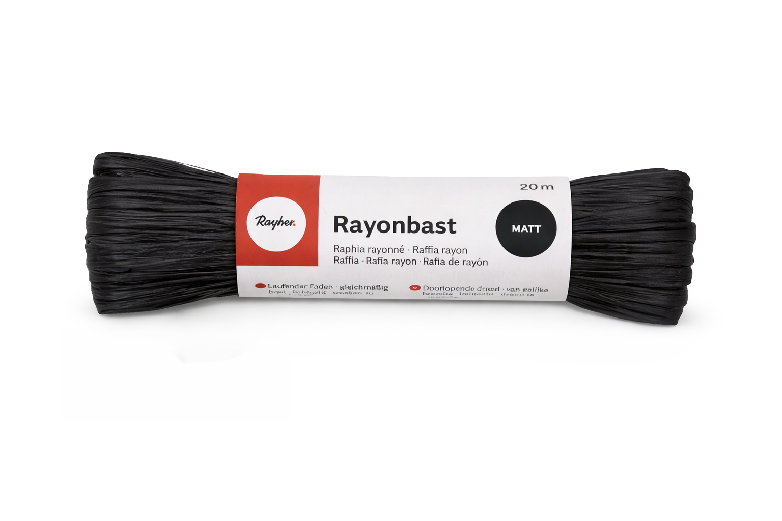 Rayonbast matt schwarz 20m