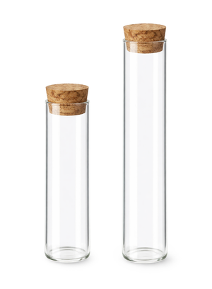 Reagenzglas mit flachem Boden und Korken, pro Stück