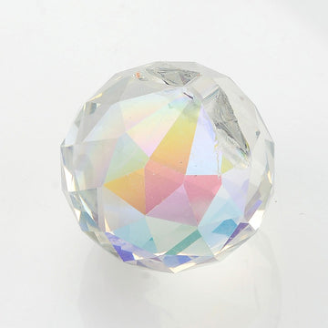 Regenbogen Glas Sonnenfänger facettierter schillernd bunt (AB-Effekt) 2 mm Loch rund Ø 35mm 1 Stück