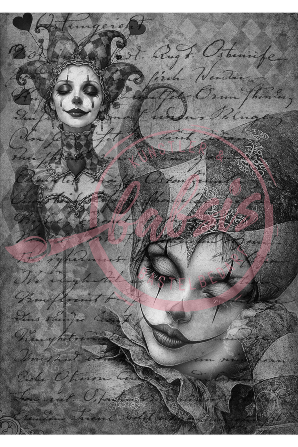 Reispapier Decoupage Vintage Clown Collection A4 25-30g/m² 1 Bogen