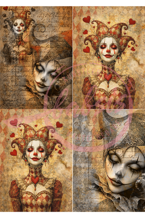 Reispapier Decoupage Vintage Clown Collection A4 25-30g/m² 1 Bogen