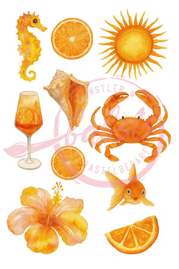 Reispapier Decoupage Summerfeeling orange A4 25-30g/m² 1 Bogen