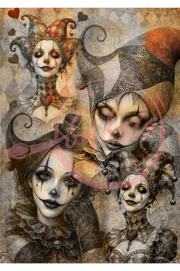 Reispapier Decoupage Vintage Clown Collection A4 25-30g/m² 1 Bogen