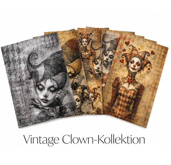 Reispapier Decoupage Vintage Clown Collection A4 25-30g/m² 1 Bogen