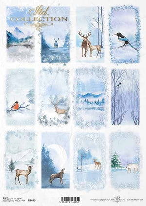 Reispapier A4 Wintertiere, Papier 25-30g/m2
