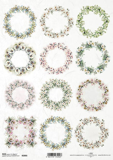 Reispapier Flower Frames A4 210x297mm 25-30g/m² 1 Bogen