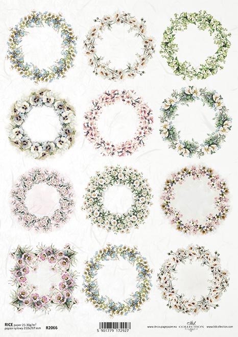 Reispapier Flower Frames A4 210x297mm 25-30g/m² 1 Bogen