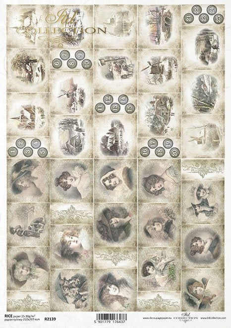 Decoupagepapier Vintage Winter 210x297 mm 1 Bogen