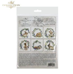 Reispapier Set süße Häschen 14x8x14,8cm 6 Bögen