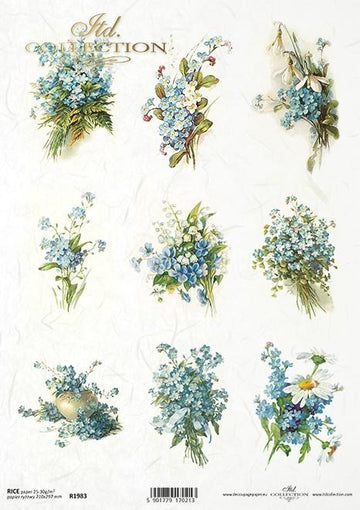 Decoupage-Papier Frühlingsblumen A4 - 210x297 mm 1 Stück