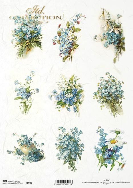Decoupage-Papier Frühlingsblumen A4 - 210x297 mm 1 Stück