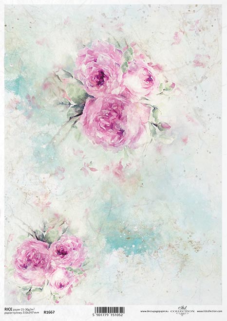 Reispapier Rosen Watercolor A4 210x297mm 25-30g/m² 1 Bogen