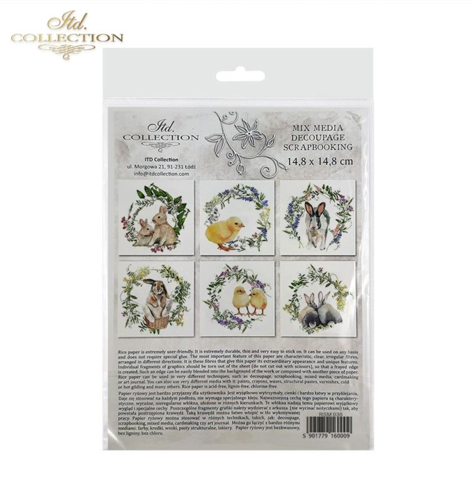 Reispapier-Set Ostermotive 14,8x14,8cm 6 Bögen