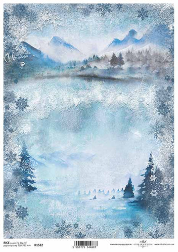 Reispapier Winterlandschaft A4 210x297mm 25-30g/m² 1 Bogen