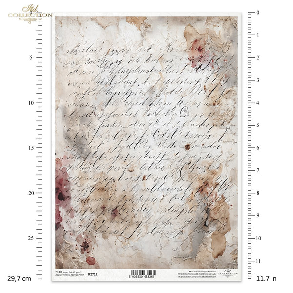 Reispapier Vintage Lettering Hintergrund A4 30-35g/m² 1 Bogen