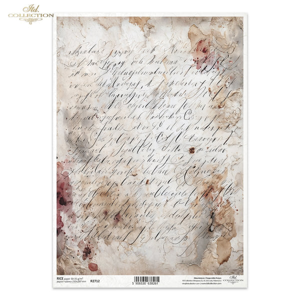 Reispapier Vintage Lettering Hintergrund A4 30-35g/m² 1 Bogen