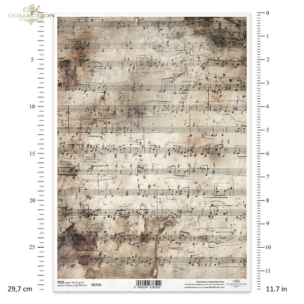 Reispapier Noten vintage Hintergrund A4 30-35g/m² 1 Bogen