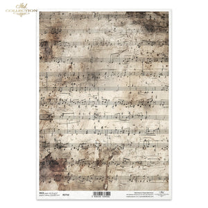 Reispapier Noten vintage Hintergrund A4 30-35g/m² 1 Bogen