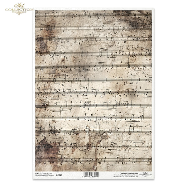 Reispapier Noten vintage Hintergrund A4 30-35g/m² 1 Bogen