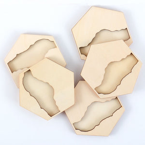 Resin Pouring Coaster - Holzuntersetzer mit Ausschnitt 6-eckig, 5 Stk./Packung